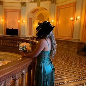 Elegant Green Satin Gown